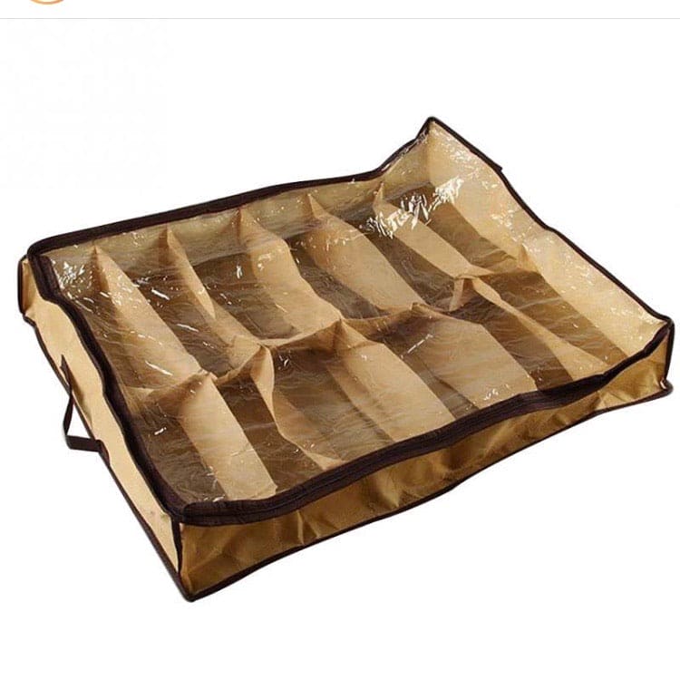 12 Compartment Non Woven Shoe Organizer, Underbed Shoe Storage Bag, Easy To Carry Shoe Bag 12 Compartment Non Woven Shoe Organizer, Underbed Shoe Storage Bag, Easy To Carry Shoe Bag